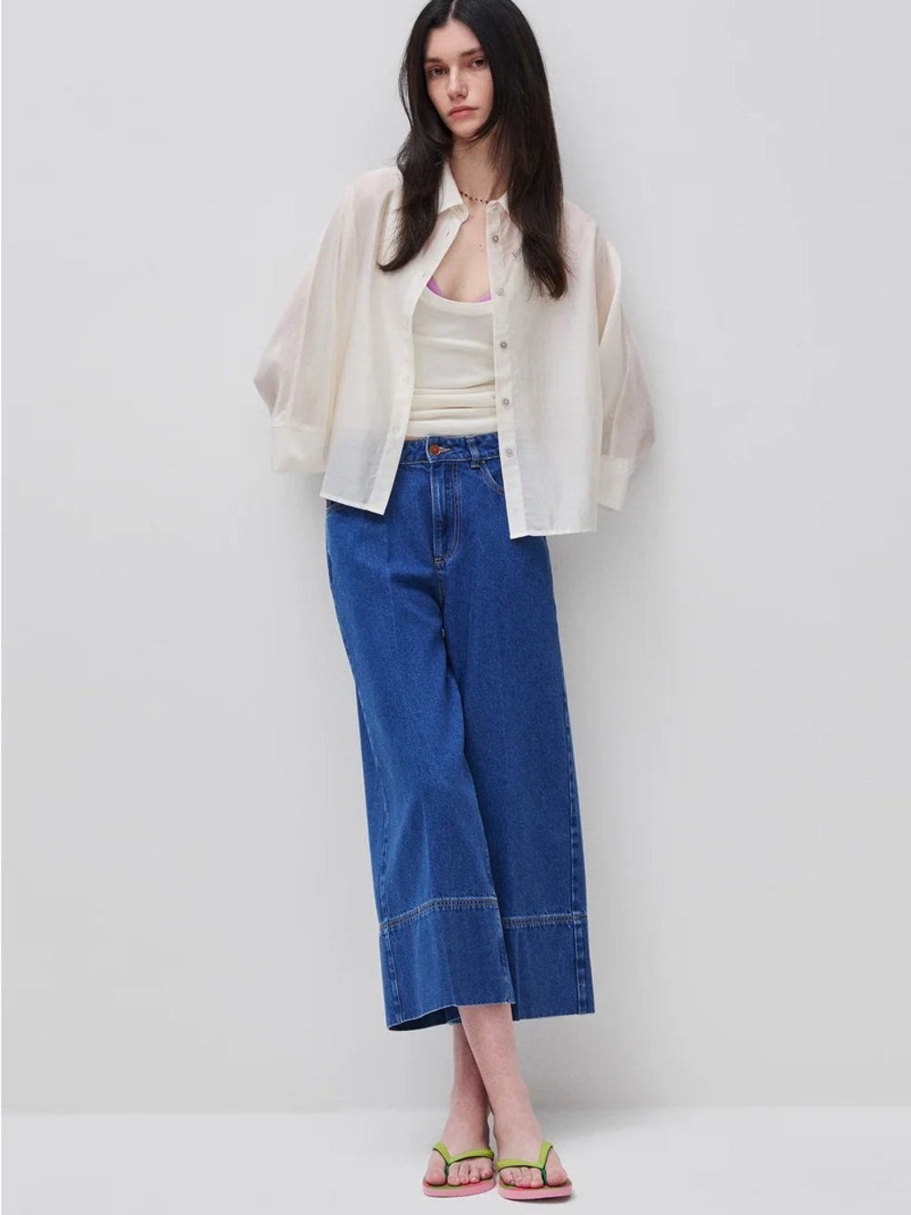 United Colors of Benetton - Wide Leg Cropped Women’s Jeans - Blue Denim